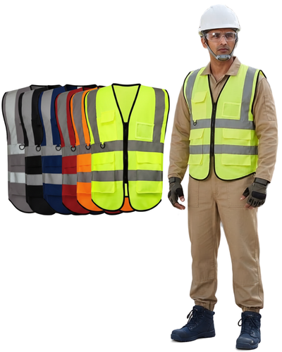 Safety Jacket Four Pockets with/zip
