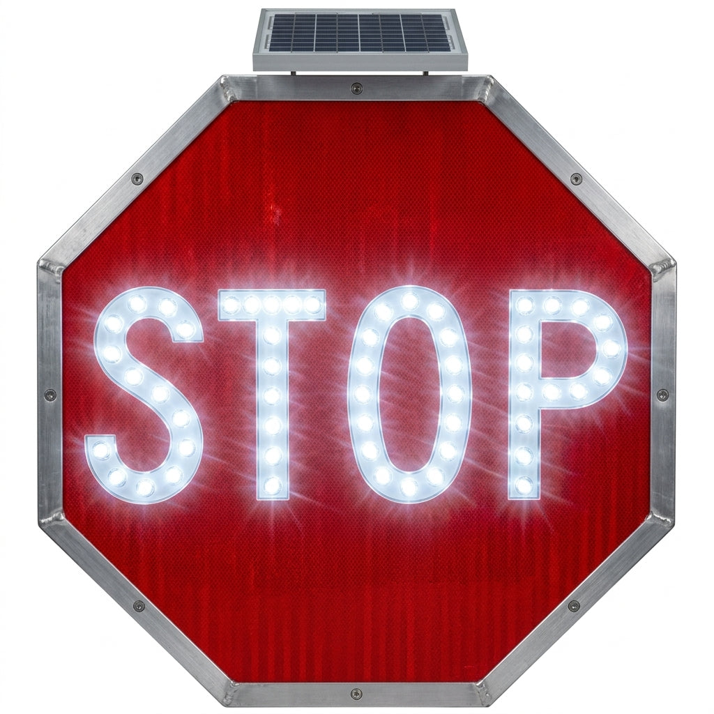 Solar Road Sign W/Solar Panel 5W - YF-SS-21