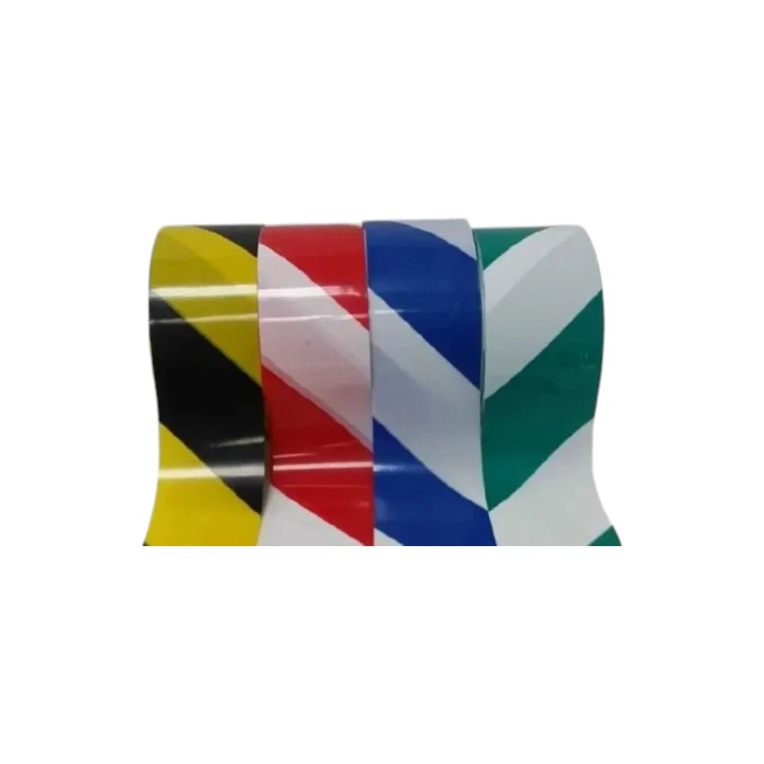 Safety Warninig Tape (Yellow-Black, Red-White, Blue-White & White-Green)